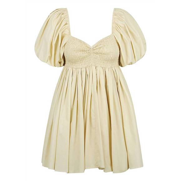 NEW S/W/F puff sleeve babydoll dress in fawn - Picture 4 of 5